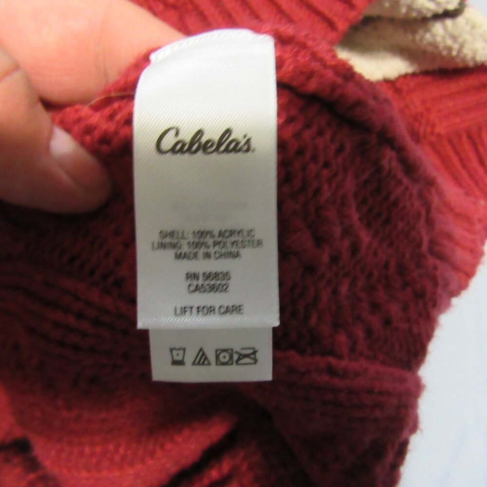 Womens Cabelas Cable Knit Toggle Button Hooded Sw… - image 5